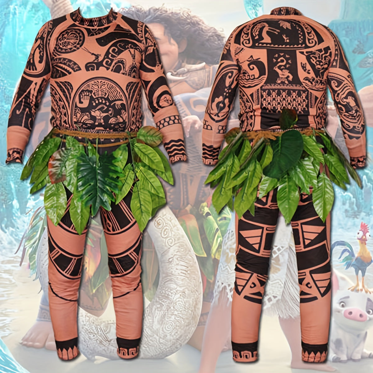 Men'S Maui Tattoo Cosplay Costume Set