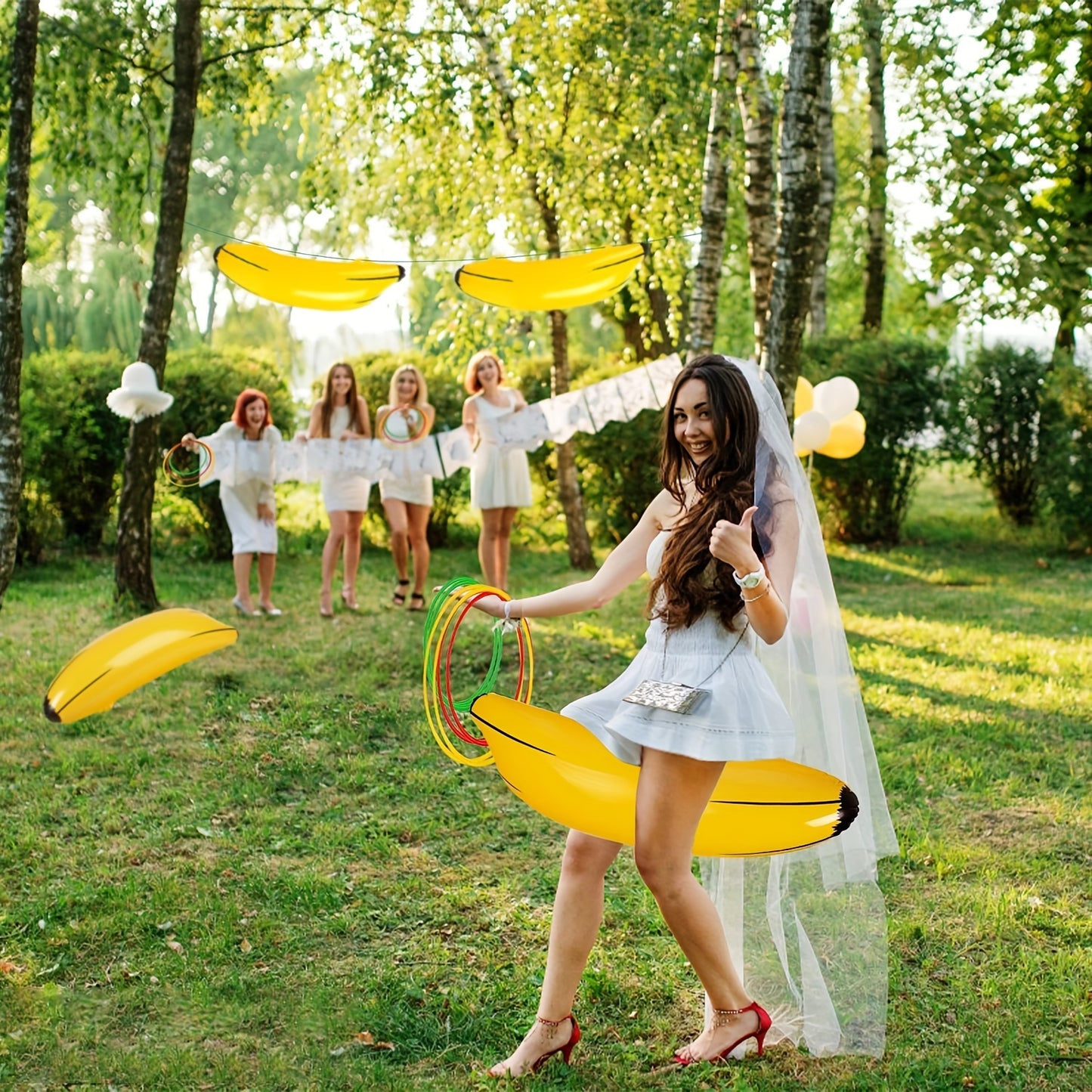 Inflatable Banana Ring Toss Game Set,