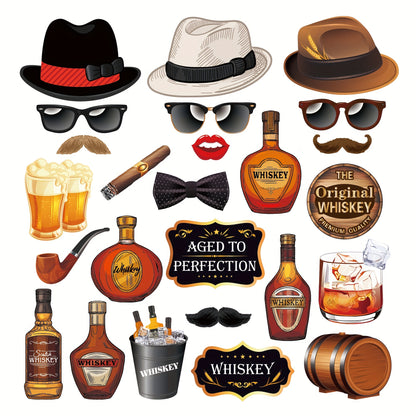 25pcs, Whiskey Beer Photo Booth Props