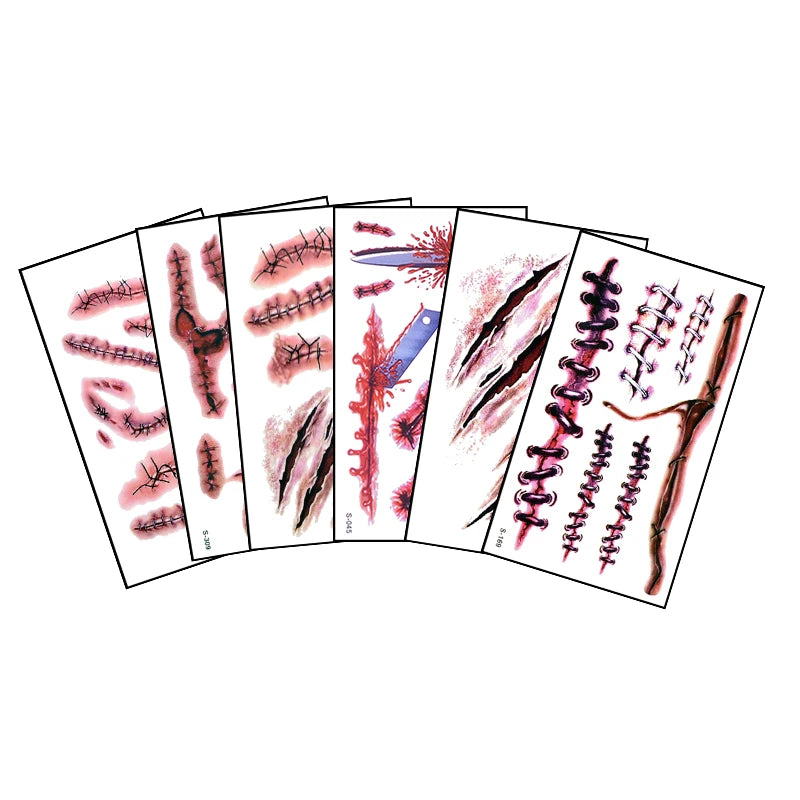 6pcs Halloween Bloody Wound Tattoo Stickers