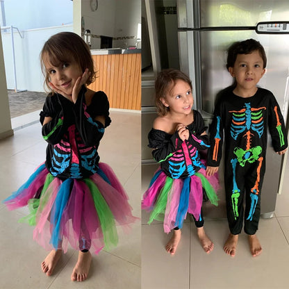 Funky Punky Bones Tutu Dress Halloween costume For Family