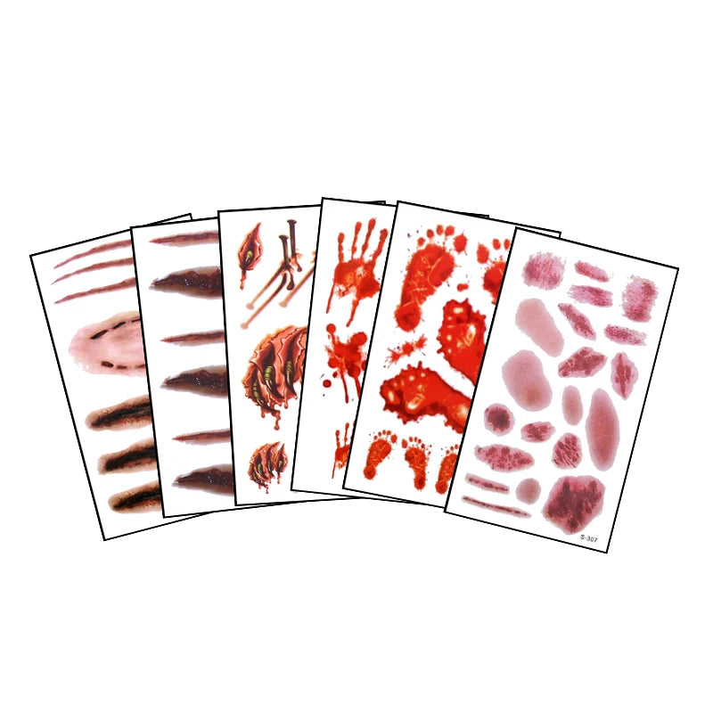 6pcs Halloween Bloody Wound Tattoo Stickers