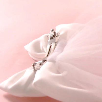 White Bride Pearl Hair Bow Veil