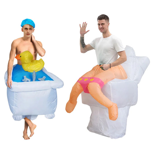 Inflatable Bathtub with Rubber Duck and Toilet Costume