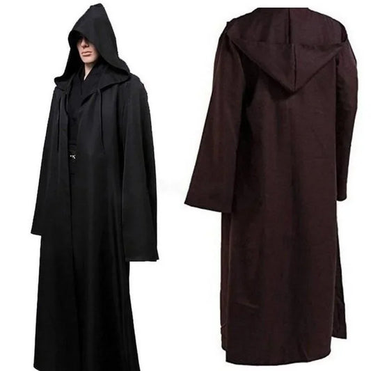 Men Soft Star War Robe Jedi Hooded Black Brown Cloak