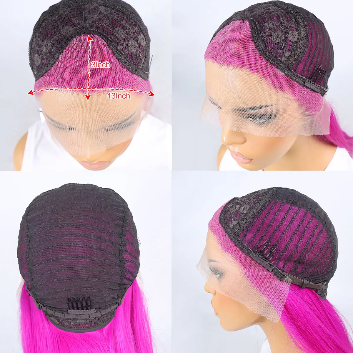 26 Inch Rose Pink Lace Front Wig