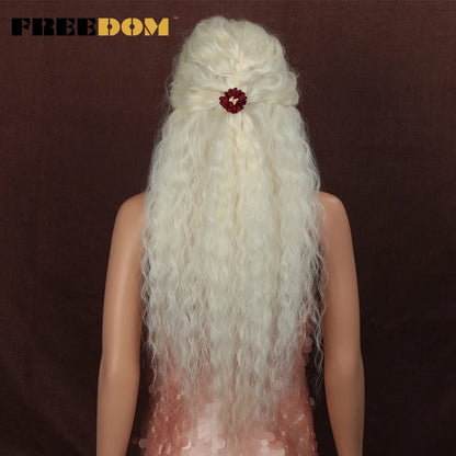 30 inch Long Curly Wavy White Wig