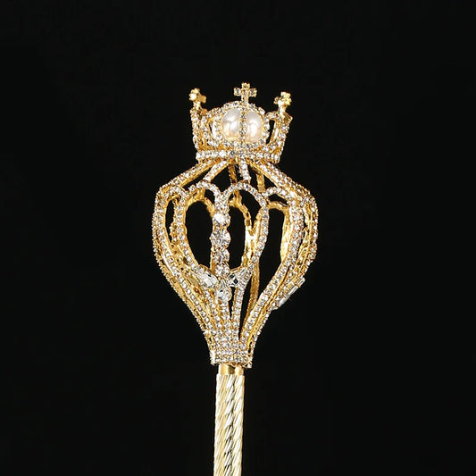 Cetro Pearl Cross Rhinestone Scepter