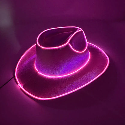 Rave leuchtender Cowboyhut mit LED-Beleuchtung und Krawatte