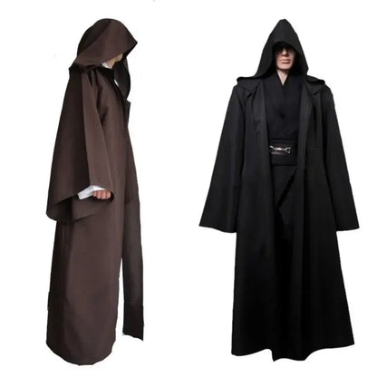 Men Soft Star War Robe Jedi Hooded Black Brown Cloak