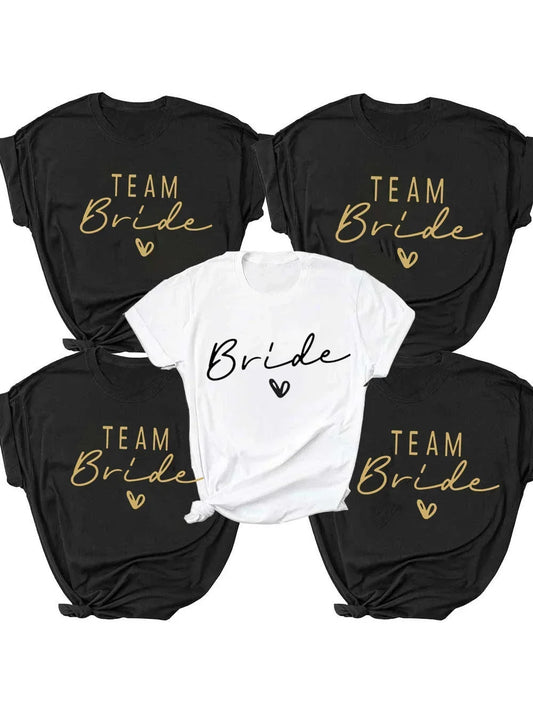 Women Cotton T Shirt Team Bride