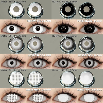 EYESHARE 2 uds Cosplay contacto de color blanco/negro 