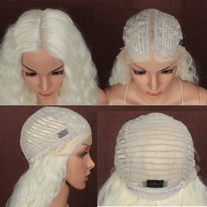 30 inch Long Curly Wavy White Wig