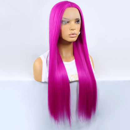 26 Inch Rose Pink Lace Front Wig