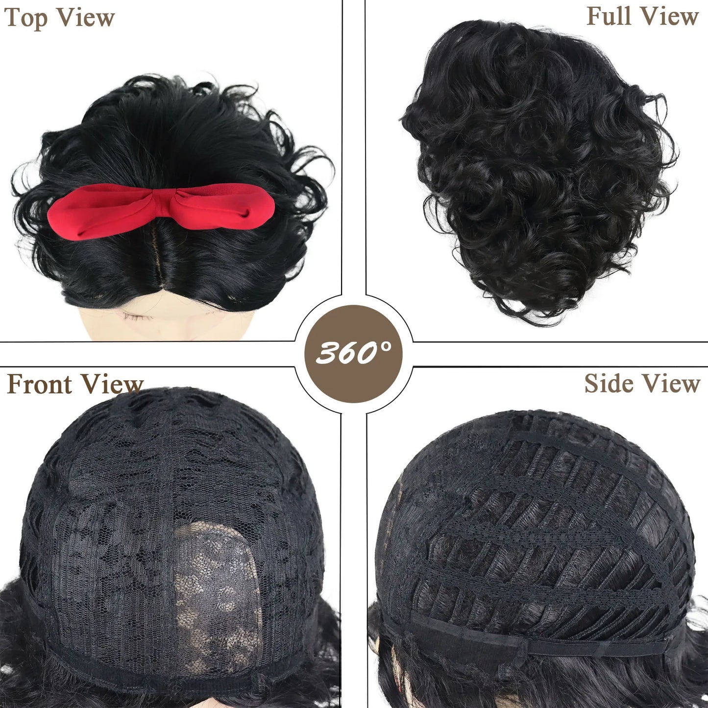 Snow White Black Curly Wigs