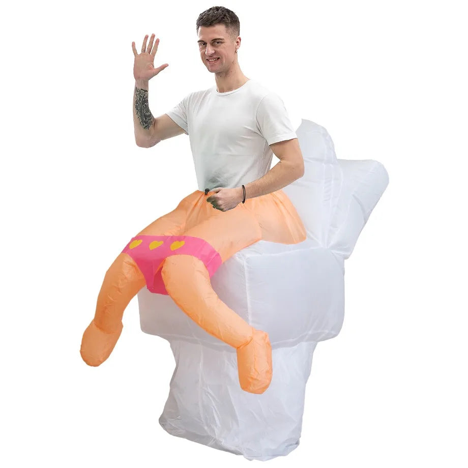 Inflatable Bathtub with Rubber Duck and Toilet Costume