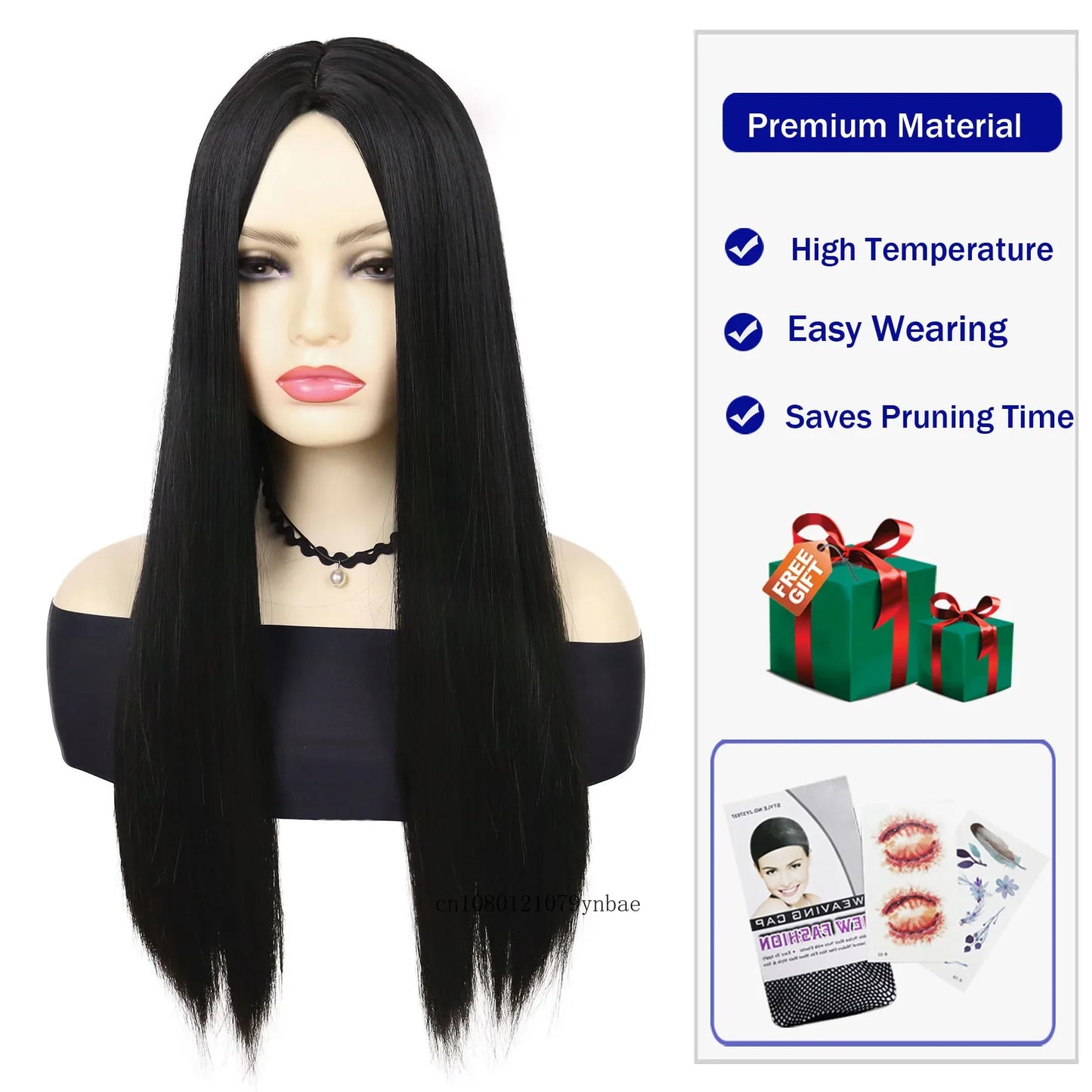 Synthetic Long Black Straight Wigs