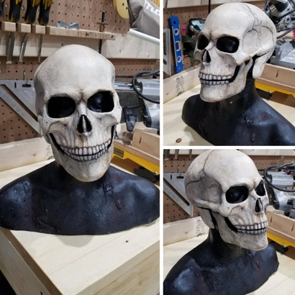 Halloween Mask Latex Skull & Black Hood