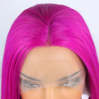 26 Inch Rose Pink Lace Front Wig