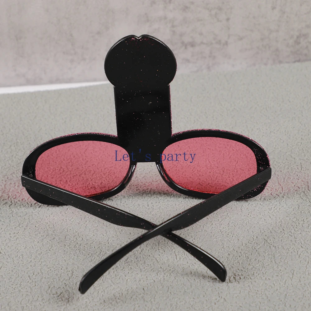 1Pcs Funny Glitter Bride Penis Shaped Sunglasses