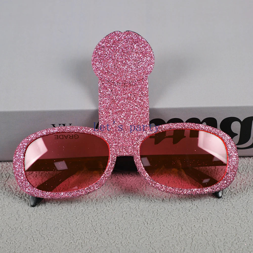 1Pcs Funny Glitter Bride Penis Shaped Sunglasses