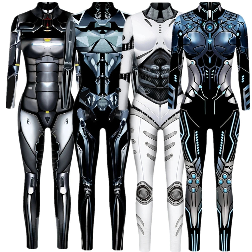 Robot Punk Jumpsuit Catsuit Sexy Women Costumes