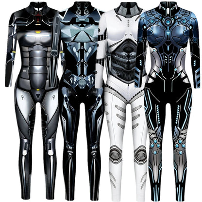 Robot Punk Jumpsuit Catsuit Sexy Women Costumes