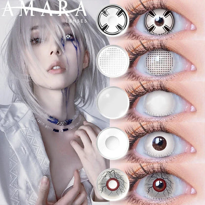 Lentes de contacto de color blanco AMARA Cosplay 