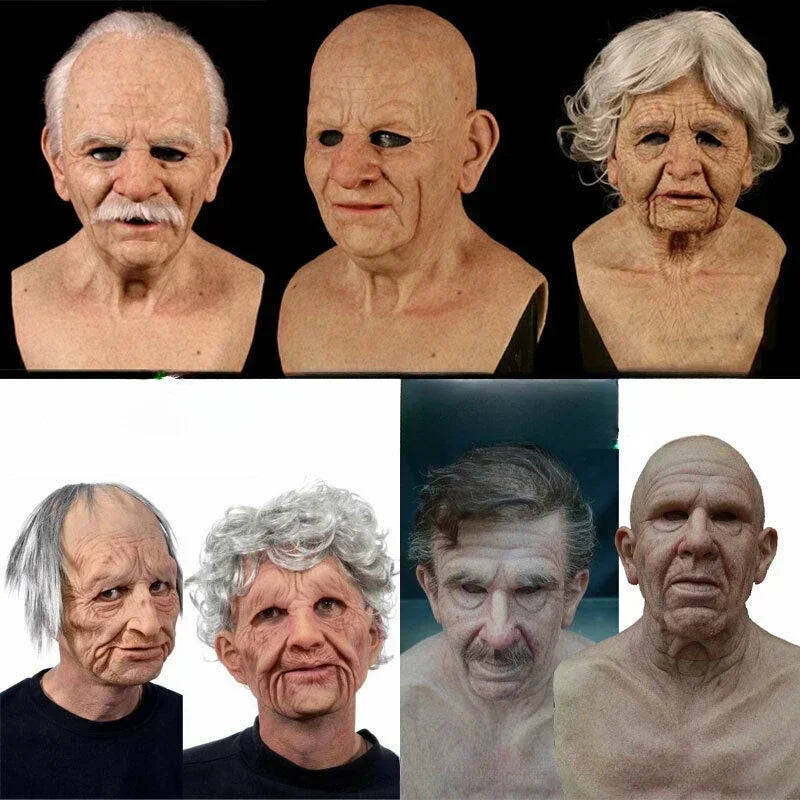 Halloween New Old Grandfather Wig Old Man Mask