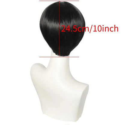 10 Inch Men's Straight Jet Black Mushroom Wig