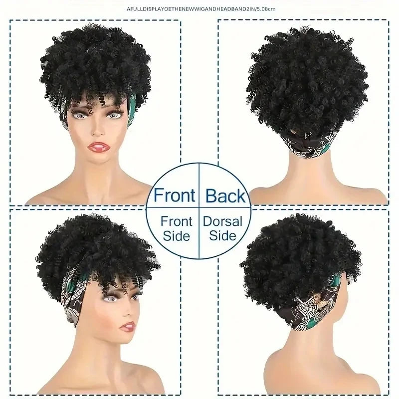 Short Kinky Curly Headband Wig