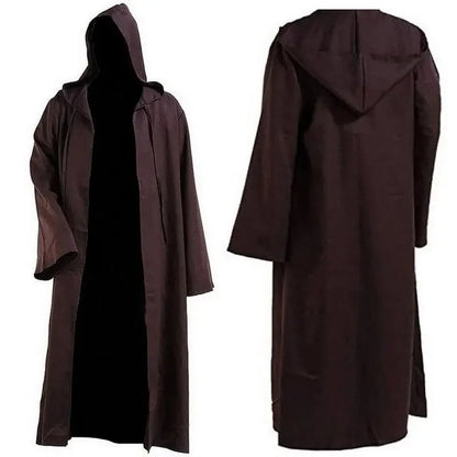 Men Soft Star War Robe Jedi Hooded Black Brown Cloak