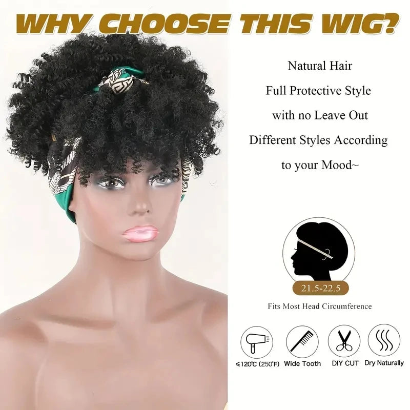 Short Kinky Curly Headband Wig