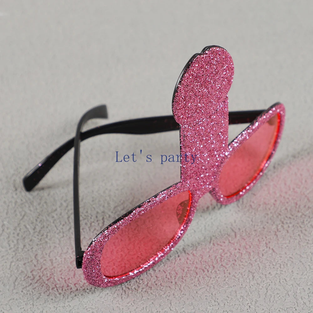 1Pcs Funny Glitter Bride Penis Shaped Sunglasses