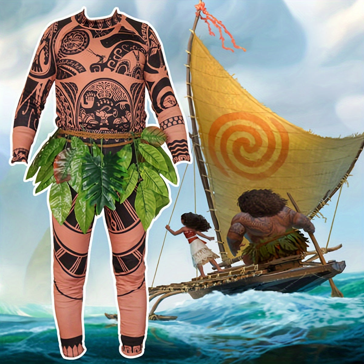 Men'S Maui Tattoo Cosplay Costume Set