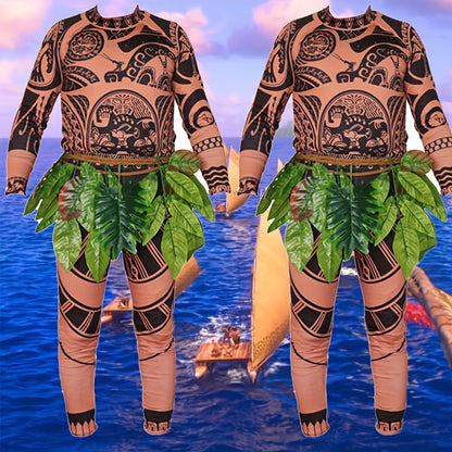 Men'S Maui Tattoo Cosplay Costume Set